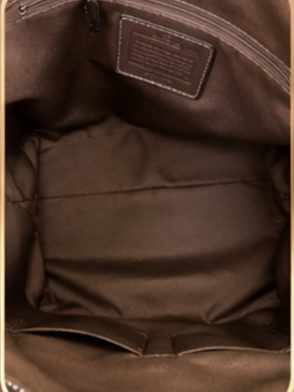 Vintage Signature Canvas Tote Bag in Khaki/Chocolate NWT